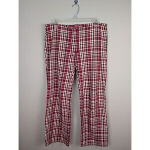 Abercrombie & Fitch Cotton Drawstring Lounge Pants Women's XS Red Plaid Preppy
